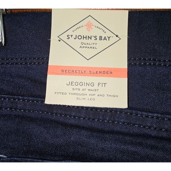 St. Johns Bay Women's Secretly Slender Jeggings Fit Slim Leg Navy Large - Picture 6 of 8